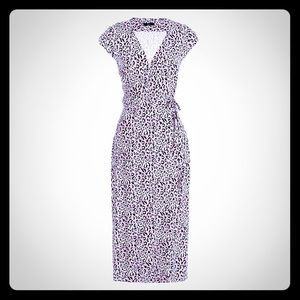 Midi wrap dress in soft rayon pink leopard print